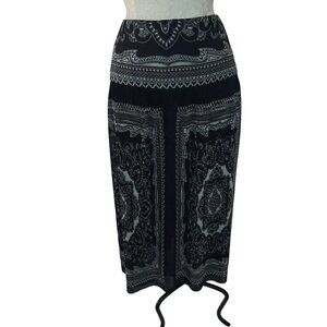Luisa Spagnoli Womens Skirt Size 42 Black Pleated Paisley Midi Casual Italy